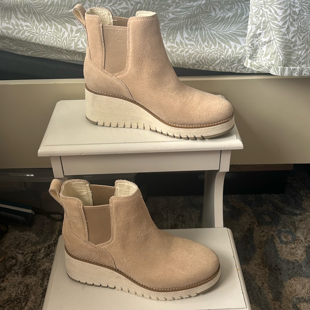 Cole Haan never worn beige suede booties. Size 6.5